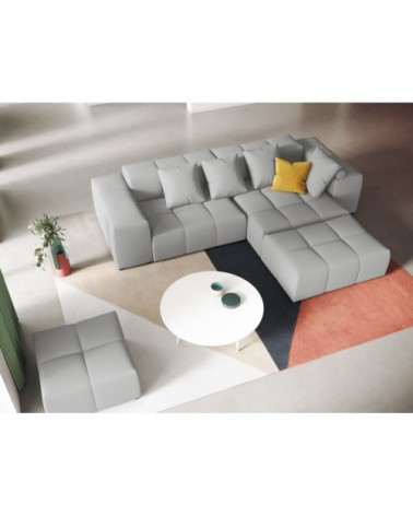 Canapé d'angle 5 places en tissu structuré gris clair