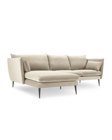 Canapé d'angle 4 places en velours beige
