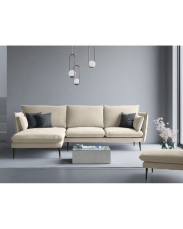 Canapé d'angle 4 places en velours beige