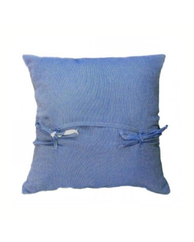 Housse de coussin en coton et fil lurex bleu argent 40 x 40