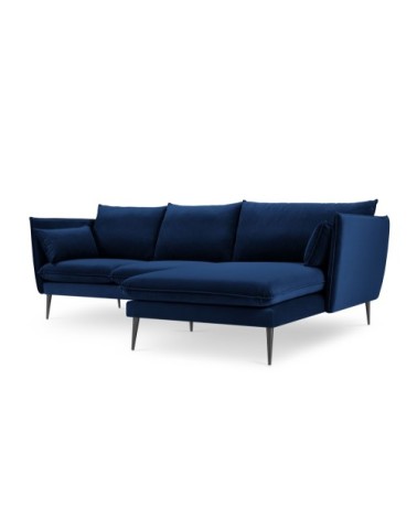Canapé d'angle 4 places en velours bleu roi