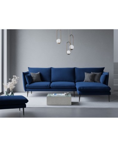 Canapé d'angle 4 places en velours bleu roi