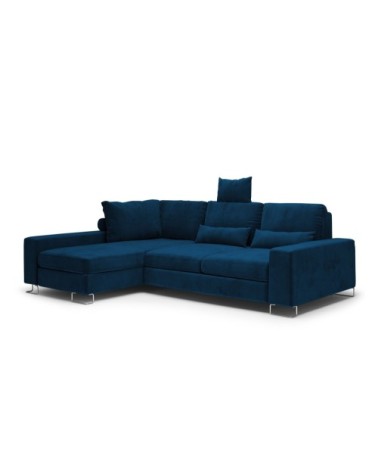 Canapé d'angle 4 places en velours bleu roi