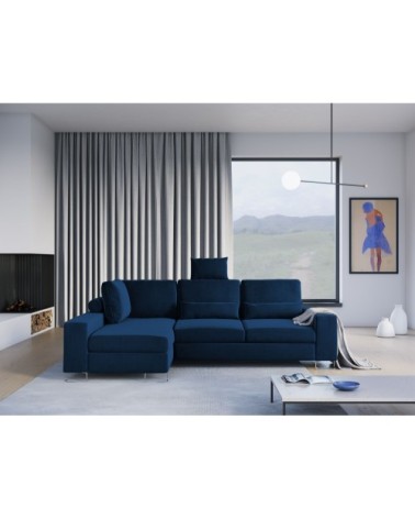 Canapé d'angle 4 places en velours bleu roi