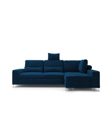 Canapé d'angle 4 places en velours bleu roi