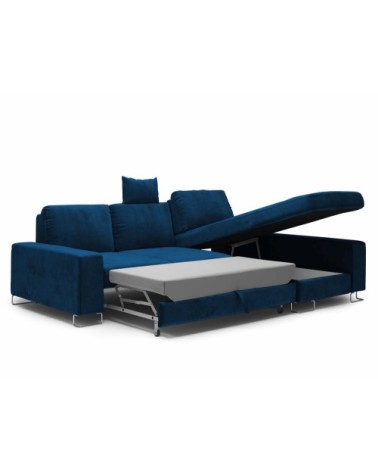 Canapé d'angle 4 places en velours bleu roi