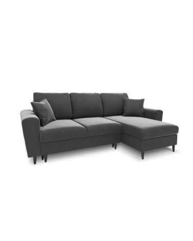 Canapé d'angle reversible, convertible 4 places velours gris clair