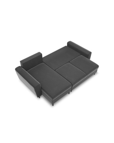 Canapé d'angle reversible, convertible 4 places velours gris clair