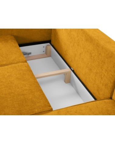 Canapé d'angle 4 places en tissu structuré jaune