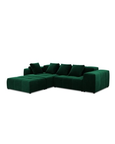 Canapé d'angle 5 places en velours vert bouteille
