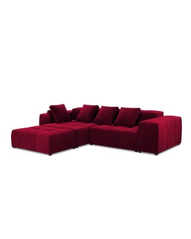 Canapé d'angle 5 places en velours rouge