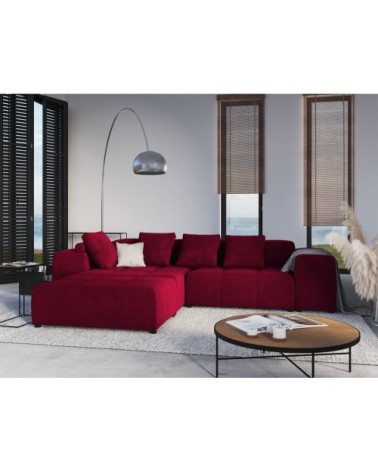Canapé d'angle 5 places en velours rouge