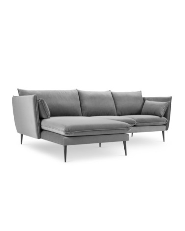 Canapé d'angle 4 places en velours gris clair
