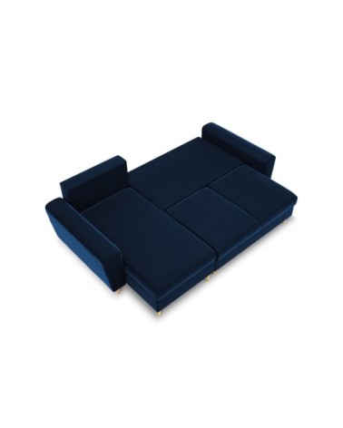Canapé d'angle reversible, convertible 4 places velours bleu roi