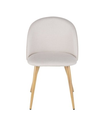 Chaise vintage en tissu recyclé beige et acier imitation chêne