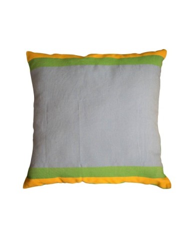 Housse coussin coton tricolore vert jaune turquoise 40 x 40