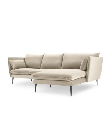 Canapé d'angle 4 places en velours beige