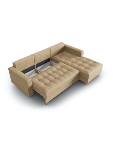 Canapé d'angle 5 places en imitation cuir le sable