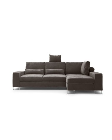 Canapé d'angle 4 places en velours marron foncé