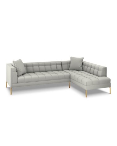 Canapé d'angle tissu structuré gris clair 5 places