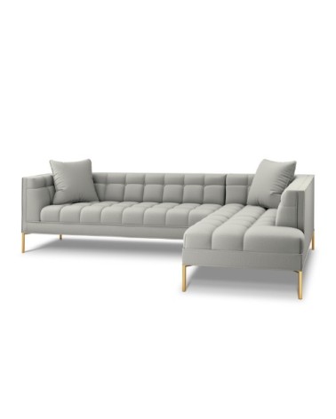 Canapé d'angle tissu structuré gris clair 5 places