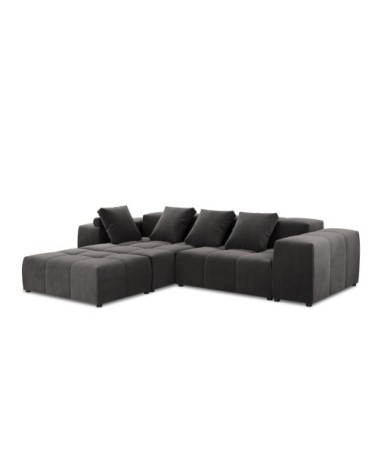 Canapé d'angle 5 places en velours gris foncé