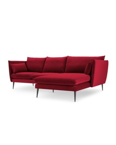 Canapé d'angle 4 places en velours rouge