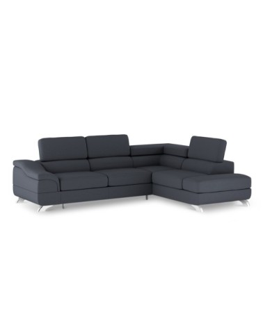 Canapé d'angle 5 places en tissu structuré bleu