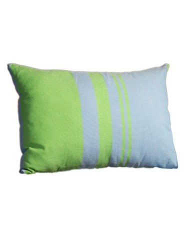 Housse de coussin coton motif symétrique vert et bleu 35 x 50