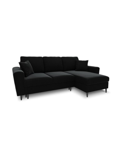 Canapé d'angle reversible, convertible 4 places en tissu velours noir