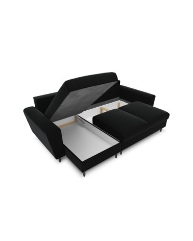 Canapé d'angle reversible, convertible 4 places en tissu velours noir