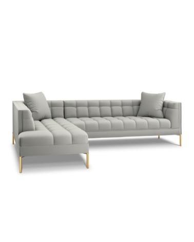 Canapé d'angle tissu structuré gris clair 5 places