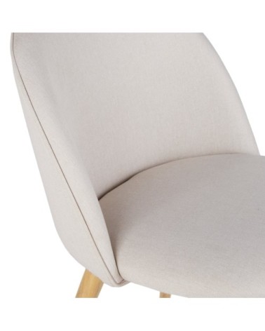 Chaise vintage en tissu recyclé beige et acier imitation chêne