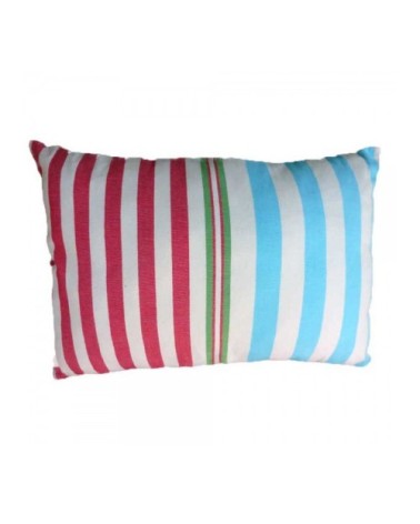 Housse de coussin coton écru à rayures multicolores 35 x 50