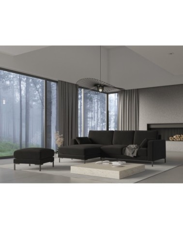 Canapé d'angle 4 places en velours noir