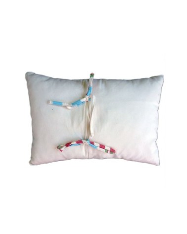 Housse de coussin coton écru à rayures multicolores 35 x 50