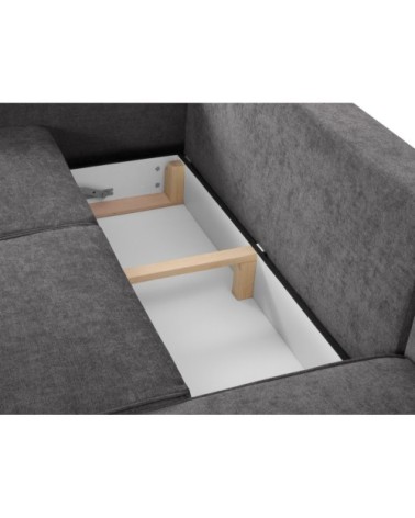 Canapé d'angle 4 places en tissu structuré gris