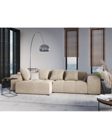 Canapé d'angle 4 places en velours beige