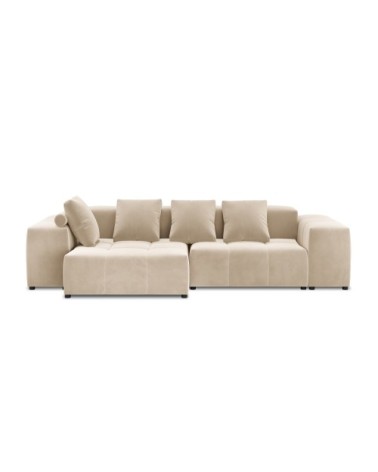 Canapé d'angle 4 places en velours beige
