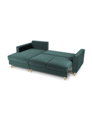 Canapé d'angle 4 places en velours pétrole