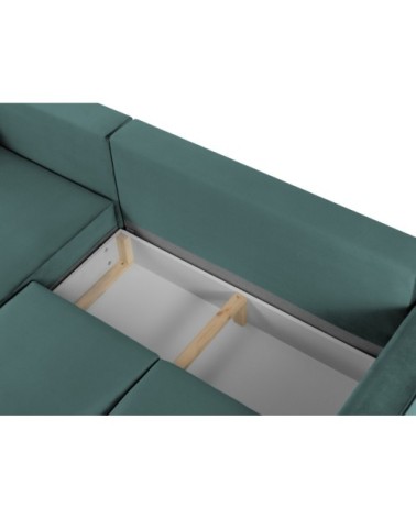 Canapé d'angle 4 places en velours pétrole