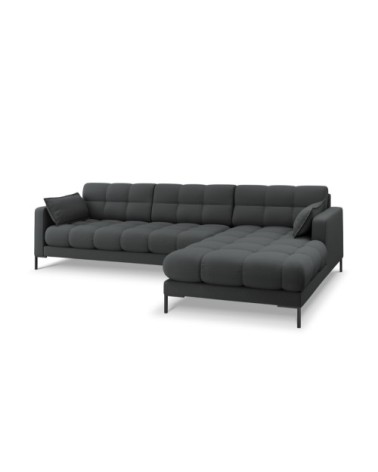 Canapé d'angle droit 5 places en tissu structurel gris foncé