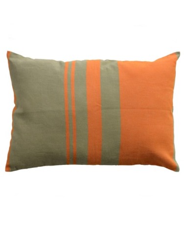 Housse de coussin coton motif symétrique orange vert 35 x 50