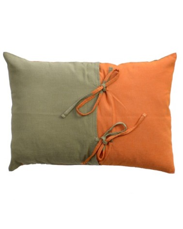 Housse de coussin coton motif symétrique orange vert 35 x 50