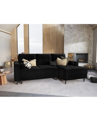 Canapé d'angle 4 places en velours noir
