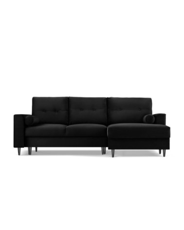 Canapé d'angle 4 places en velours noir