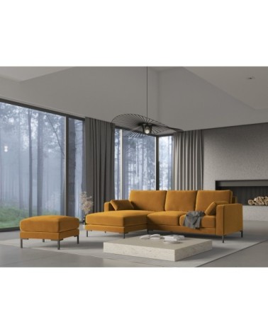 Canapé d'angle 4 places en velours jaune