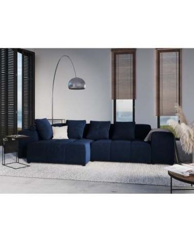 Canapé d'angle 4 places en velours bleu roi