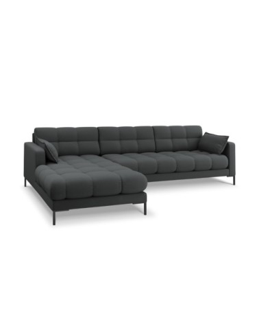 Canapé d'angle gauche 5 places en tissu structurel gris foncé