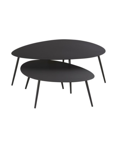 Tables basses gigognes de jardin en acier noir